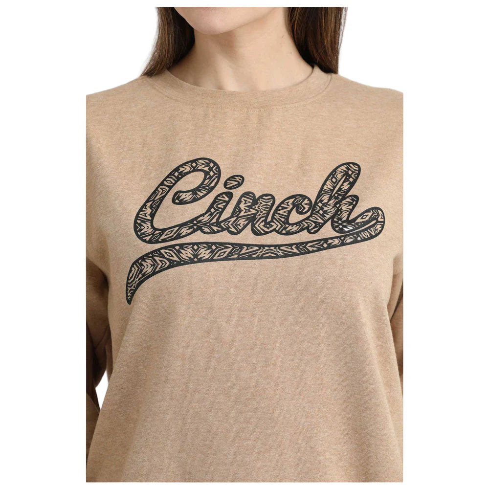 Cinch Women's Long Sleeve Logo Sweatshirt - Heather Brown