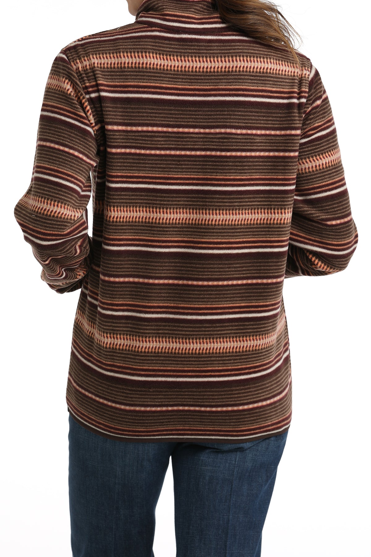 Cinch Women's Stripe Polar Fleece Pullover - Brown