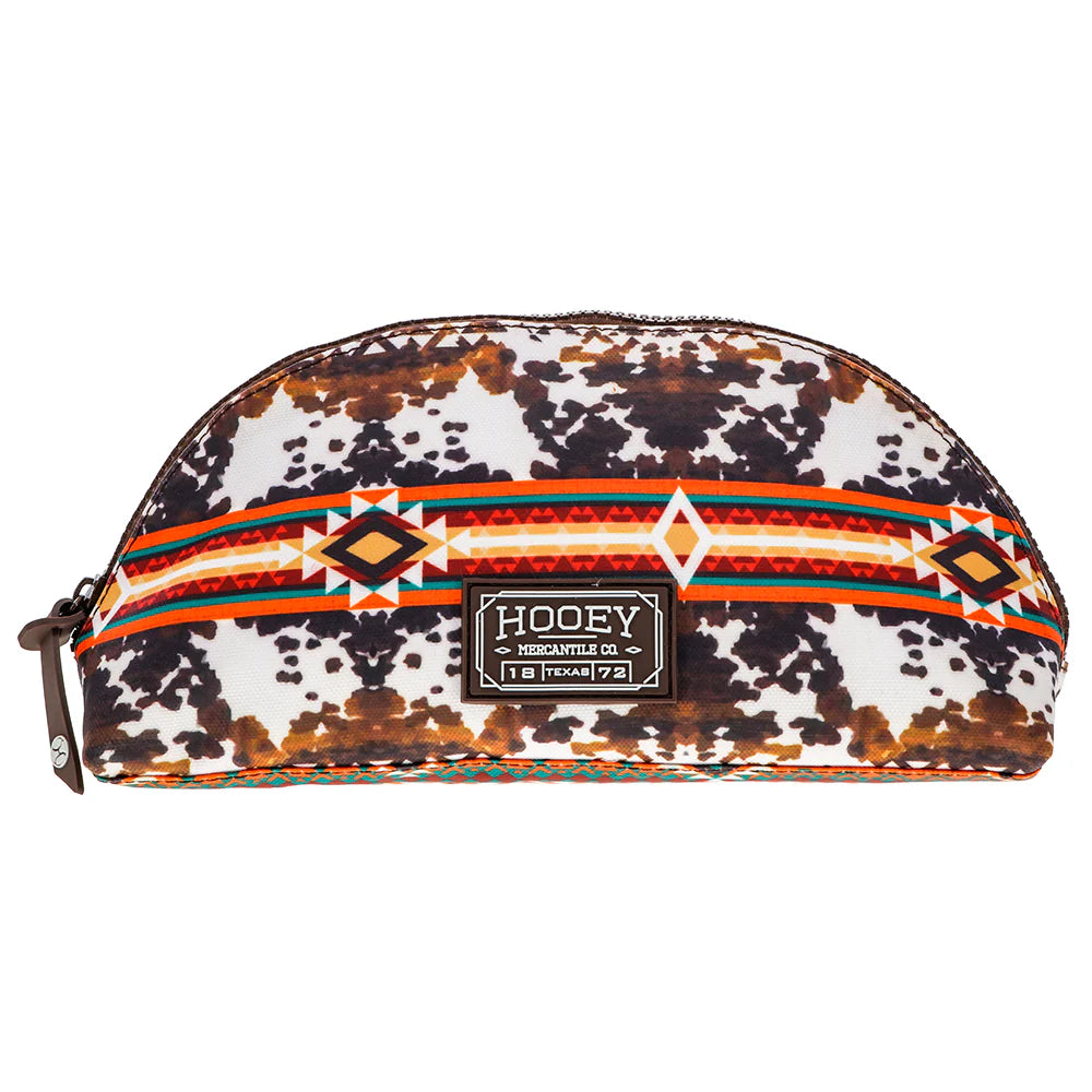 Hooey Ponderosa Small Accessory Cosmetic Bag Cow Print Red & Orange