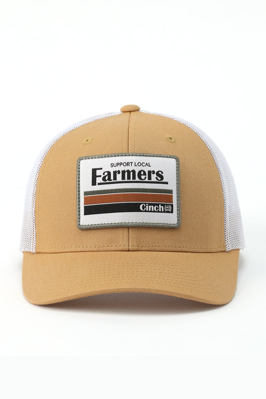 Cinch Brown Trucker Ball Cap with Support Local Farmers Patch