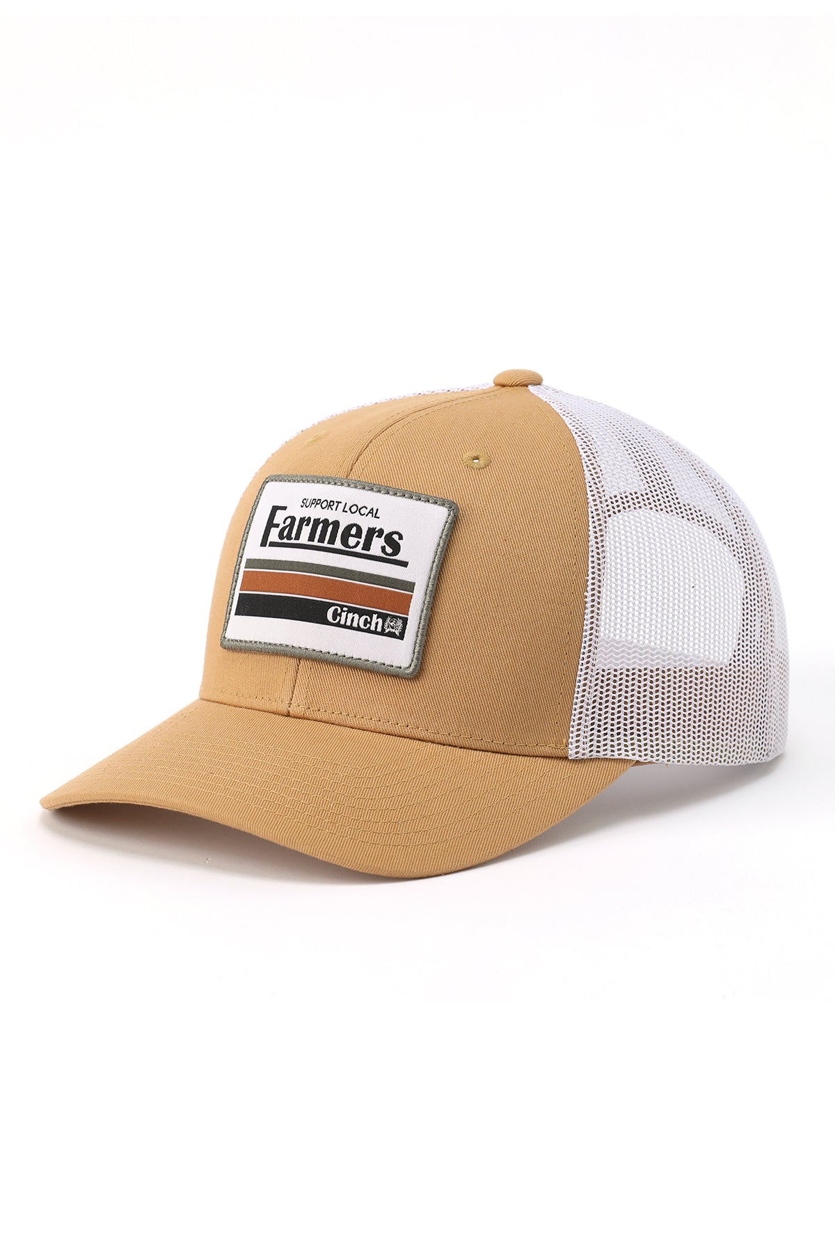 Cinch Brown Trucker Ball Cap with Support Local Farmers Patch