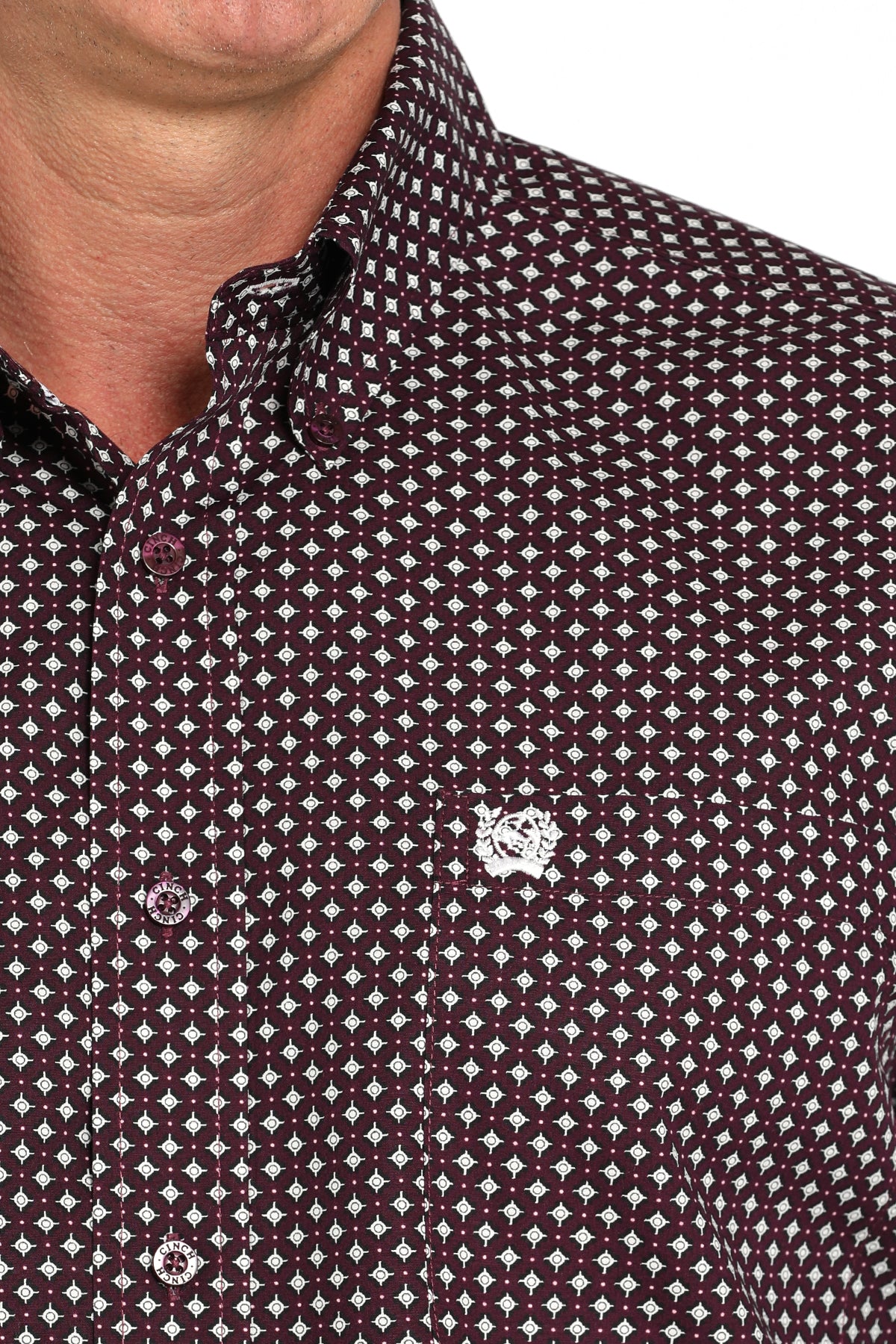 Cinch Men's Purple Geometric Print Button-Down Western Shirt