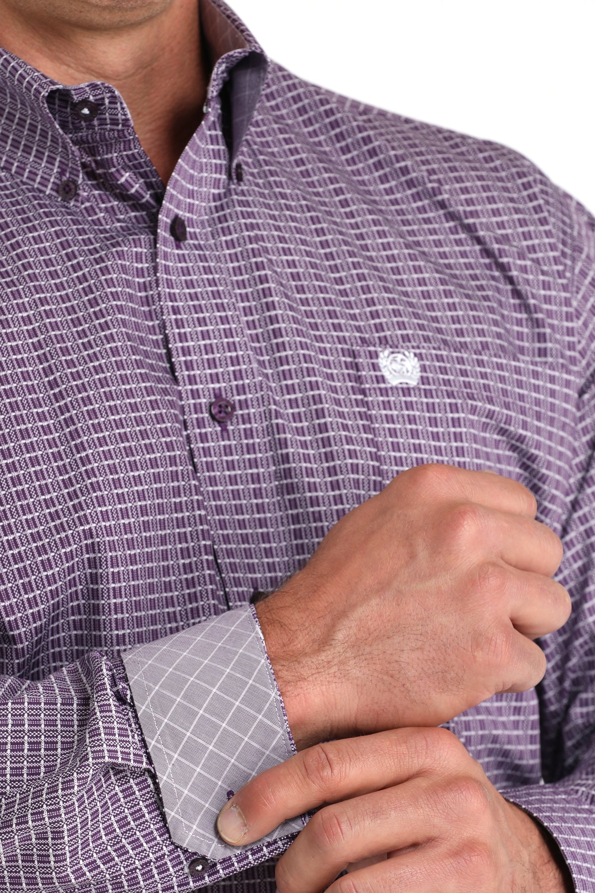 Cinch Men's Long Sleeve Western Shirt - Purple & White Print