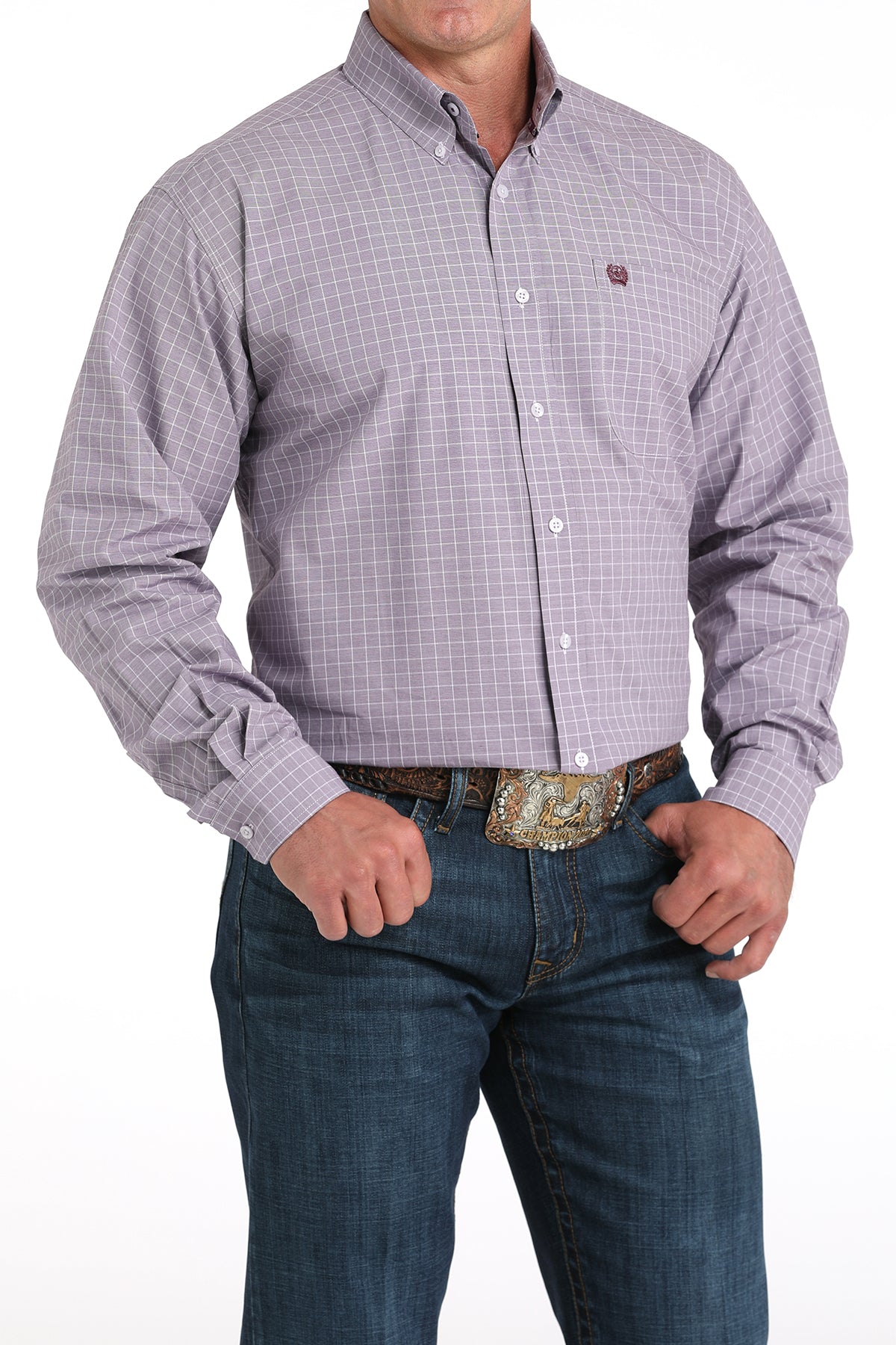 Cinch Men's Long Sleeve Western Shirt - Lilac Plaid