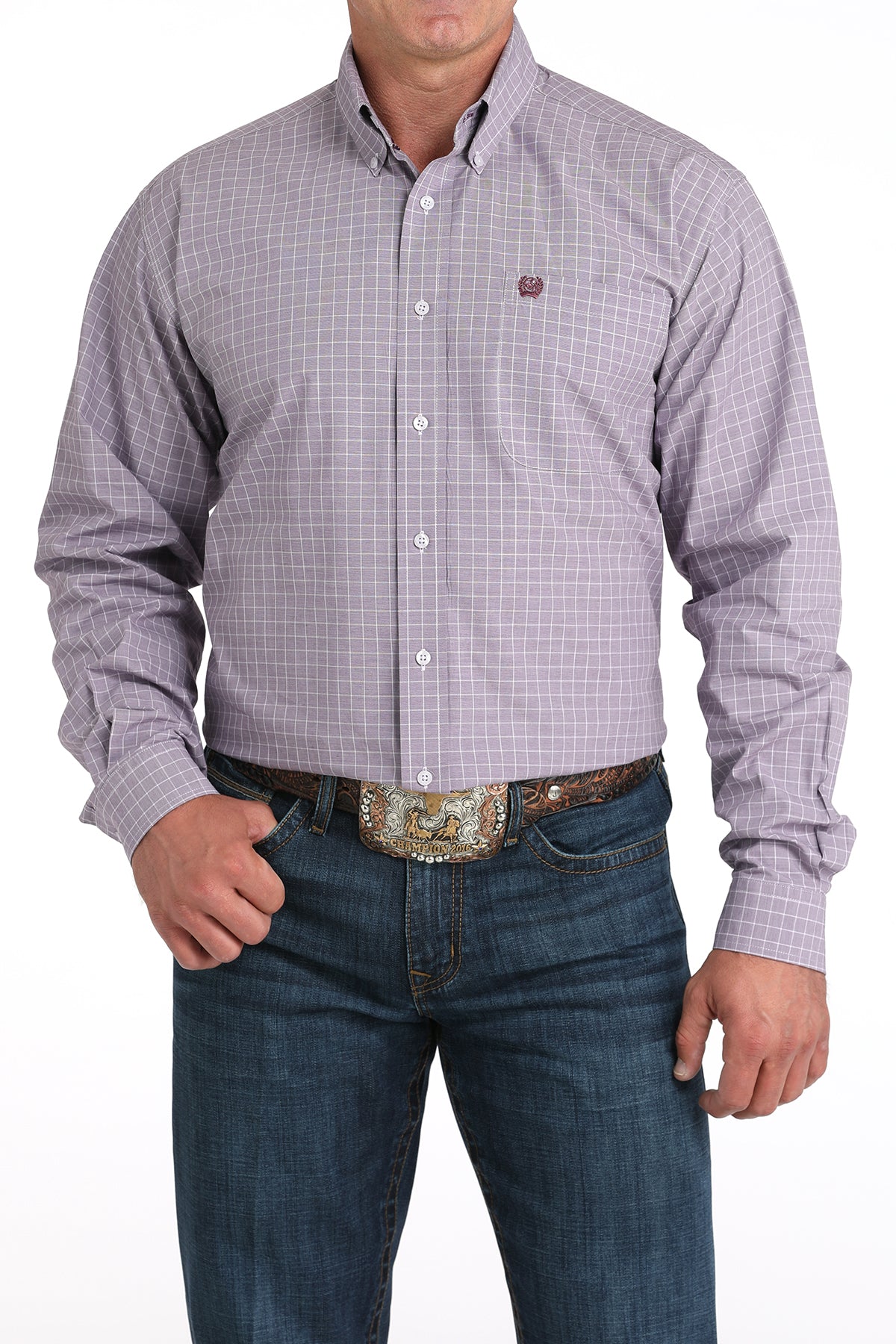 Cinch Men's Long Sleeve Western Shirt - Lilac Plaid