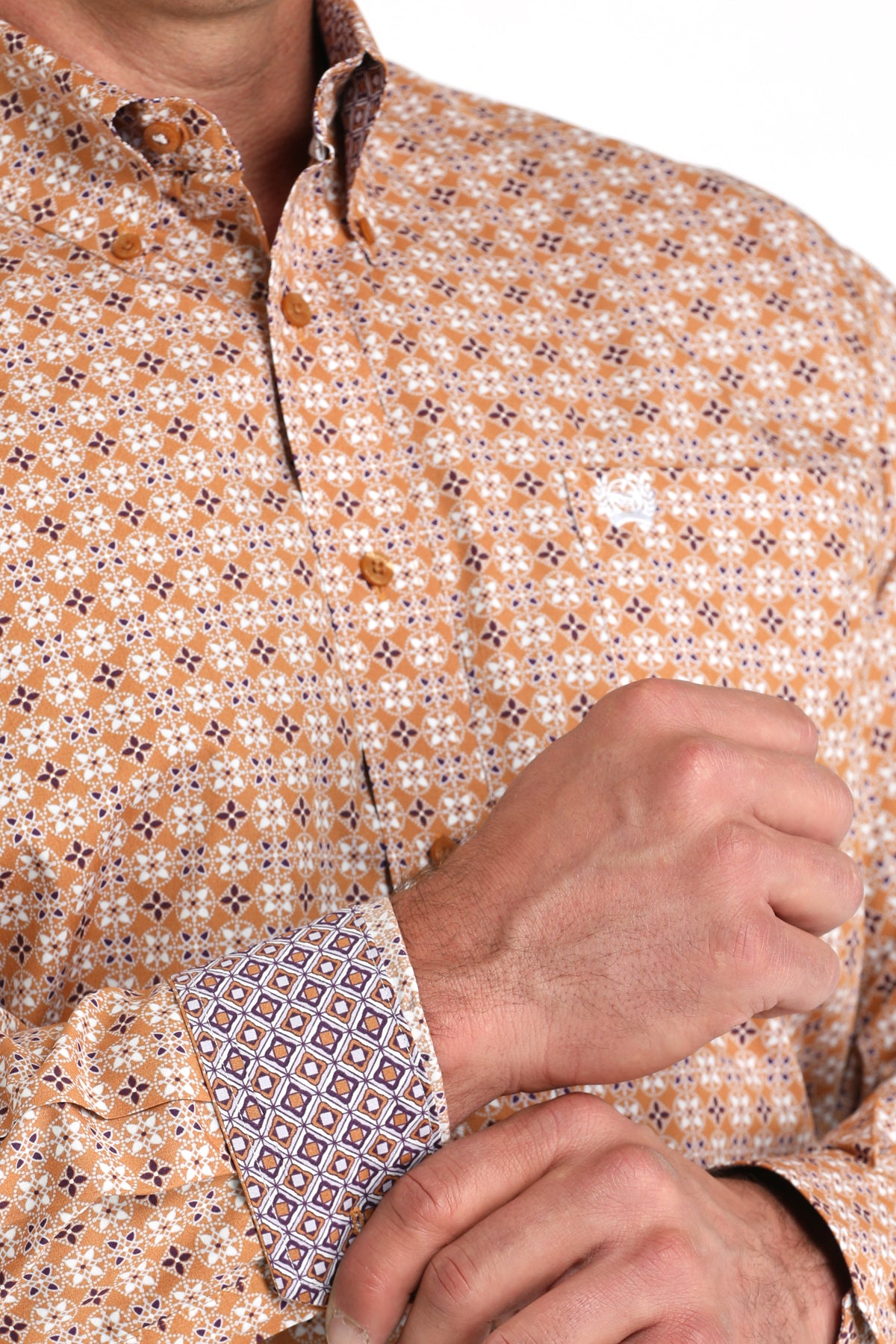 Cinch Men's Long Sleeve Western Shirt - Brown Print