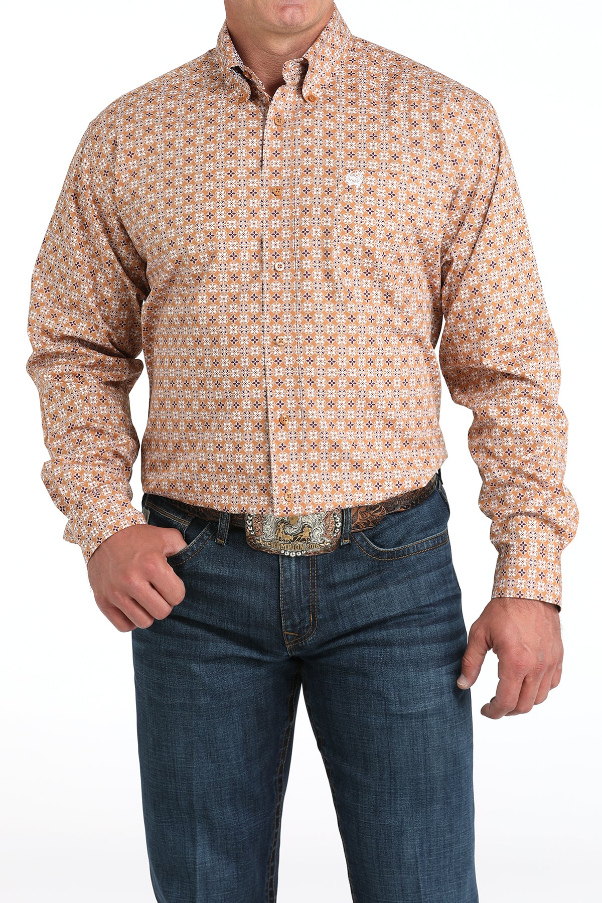 Cinch Men's Long Sleeve Western Shirt - Brown Print