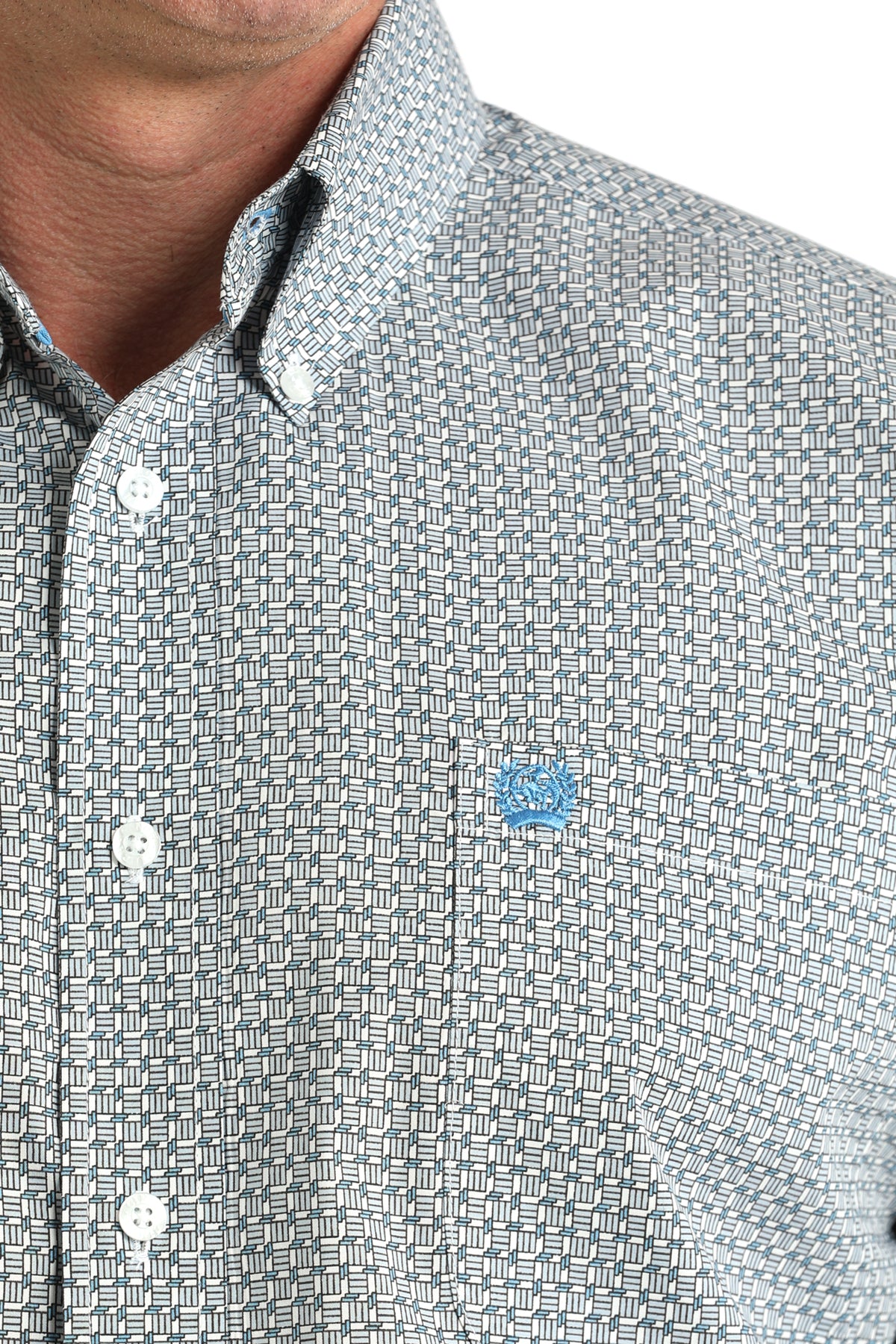 Cinch Men's Long Sleeve Western Shirt - White Basket Weave Print