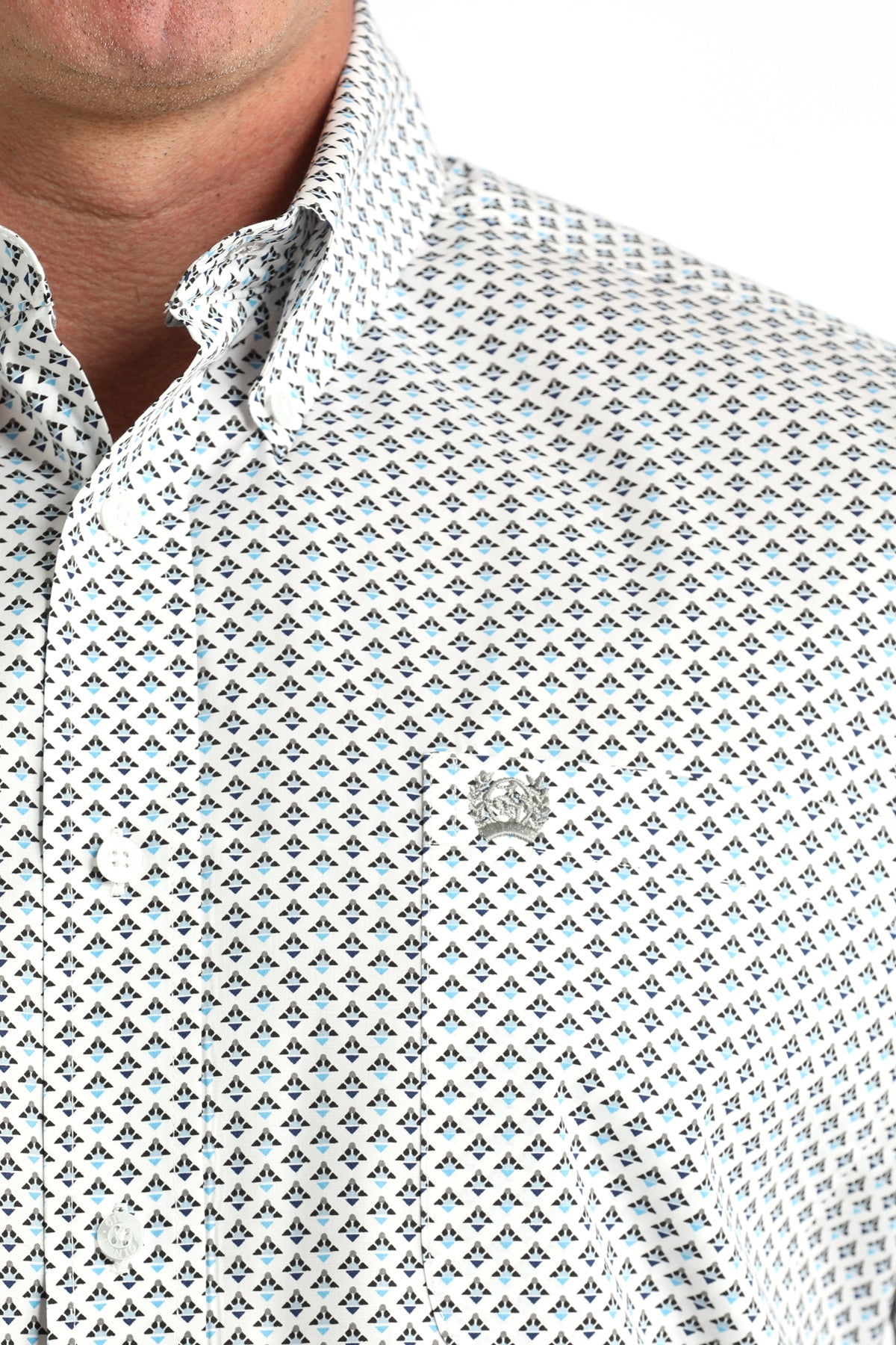 Cinch Men's Long Sleeve Western Shirt - White Geometric Print