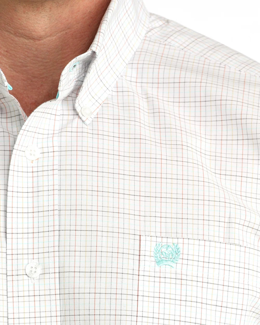 Cinch Men's Short Sleeve Classic Fit Button-Down White Plaid Western Shirt