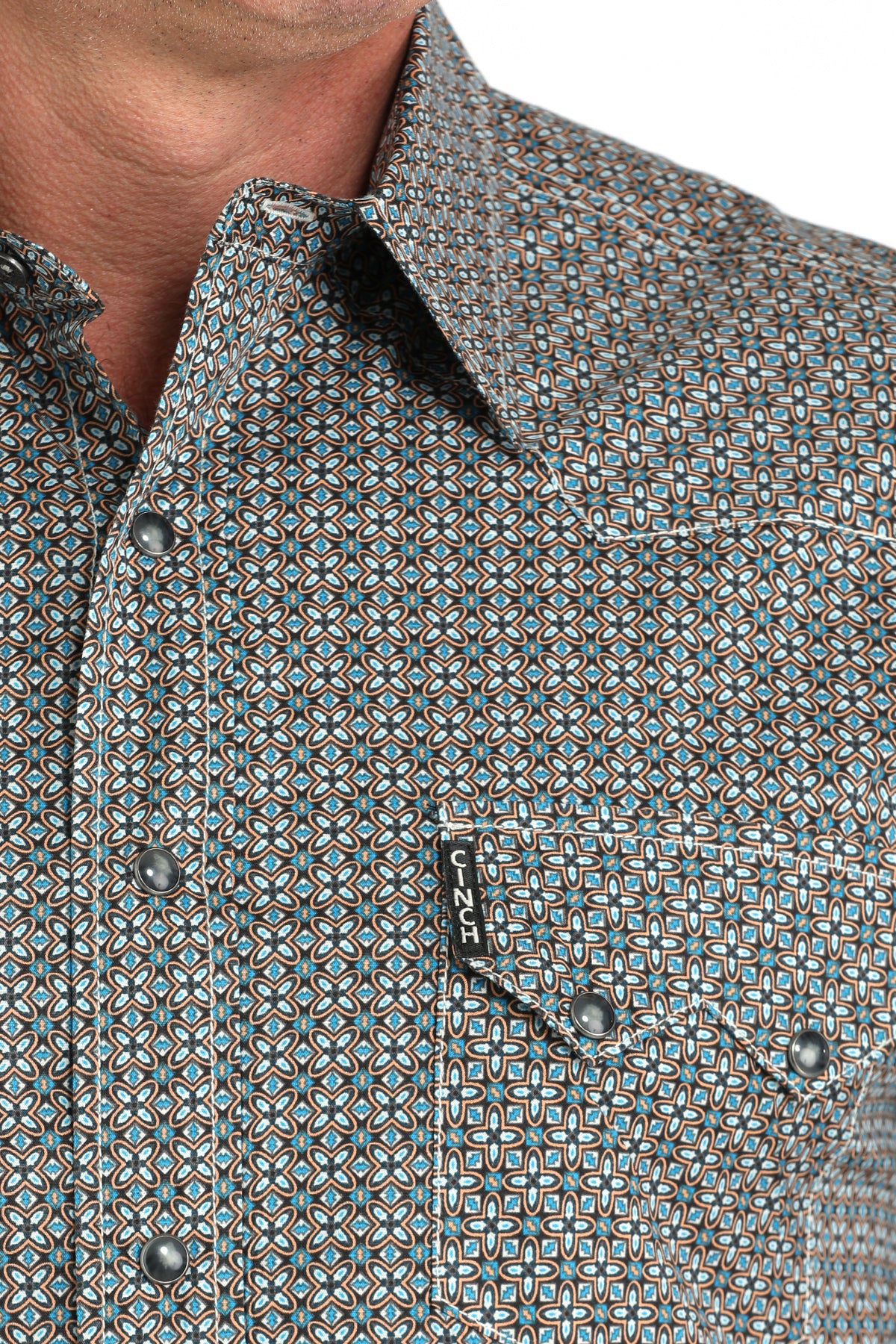 Cinch Men's Long Sleeve Modern Fit Snap Front Western Shirt - Multi-Color Geometric Print