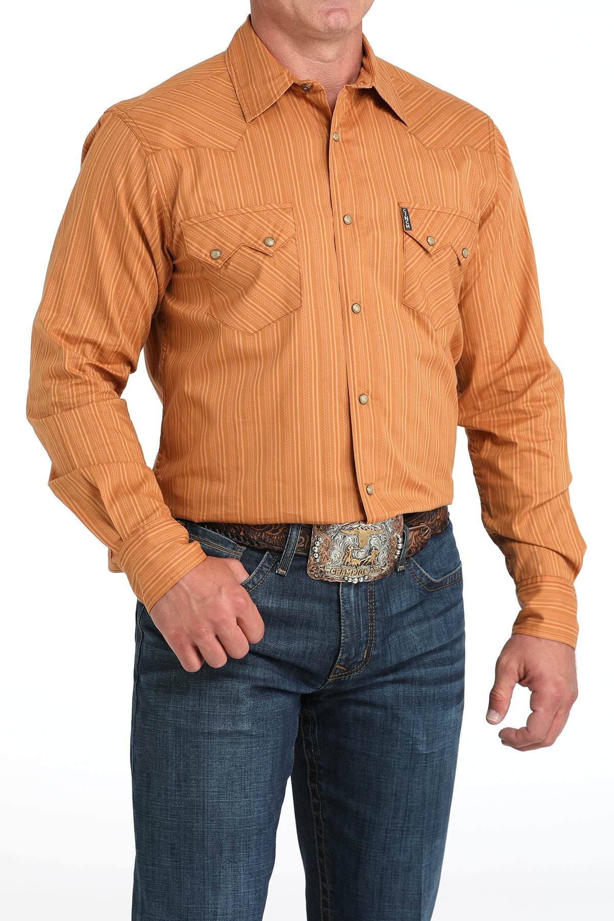 Cinch Men's Long Sleeve Modern Fit Brown Print Shirt