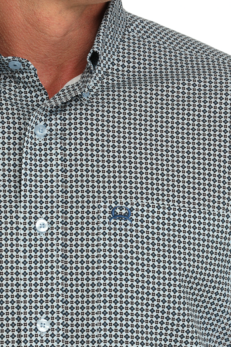 Cinch Men's Arenaflex Long Sleeve Blue Geometric Print