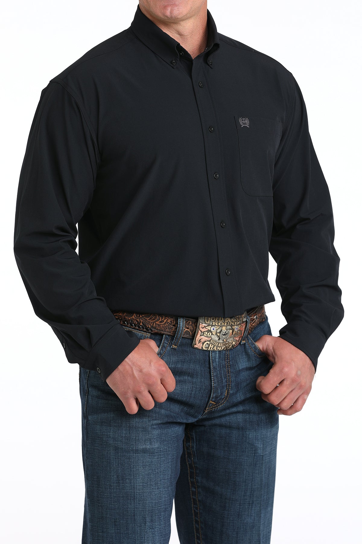 Cinch Men's Long Sleeve Western Shirt - Black Arenaflex