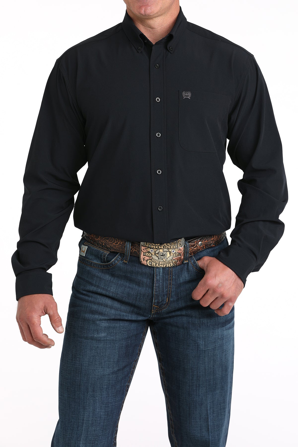 Cinch Men's Long Sleeve Western Shirt - Black Arenaflex