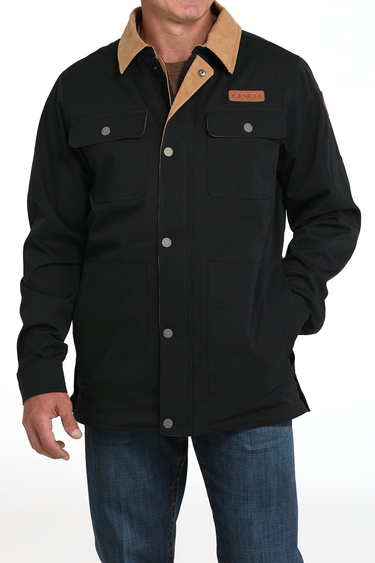 Cinch Men's Black Barn Coat with Removable Hood