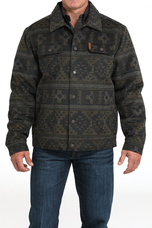 Cinch Men's Charcoal Trucker Jacket with Southwest Print in Black & Brown