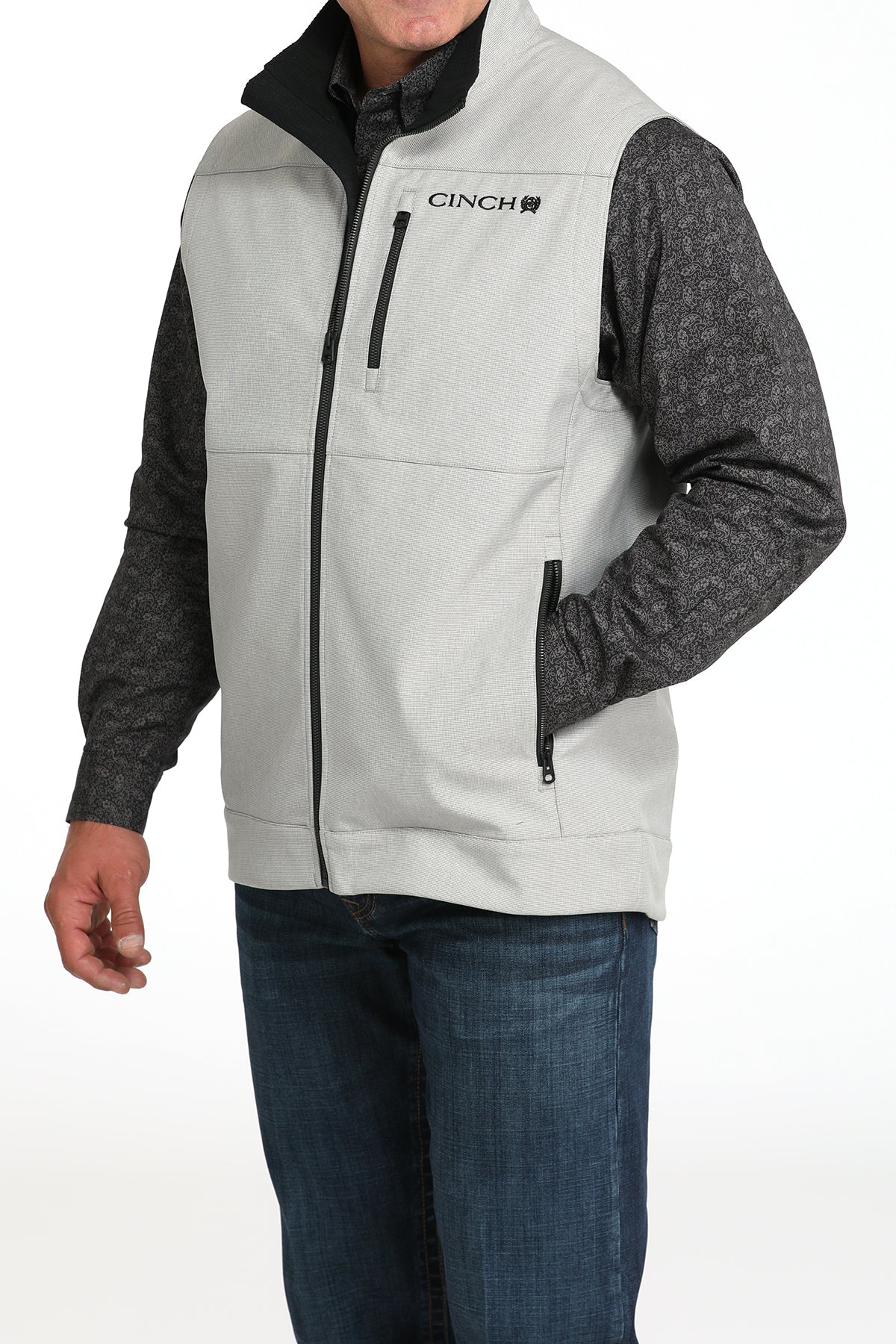 Cinch Men's Gray Bonded Vest with Storm Defense Technology