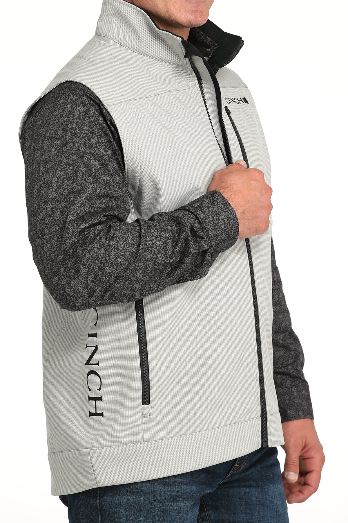Cinch Men's Gray Bonded Vest with Storm Defense Technology