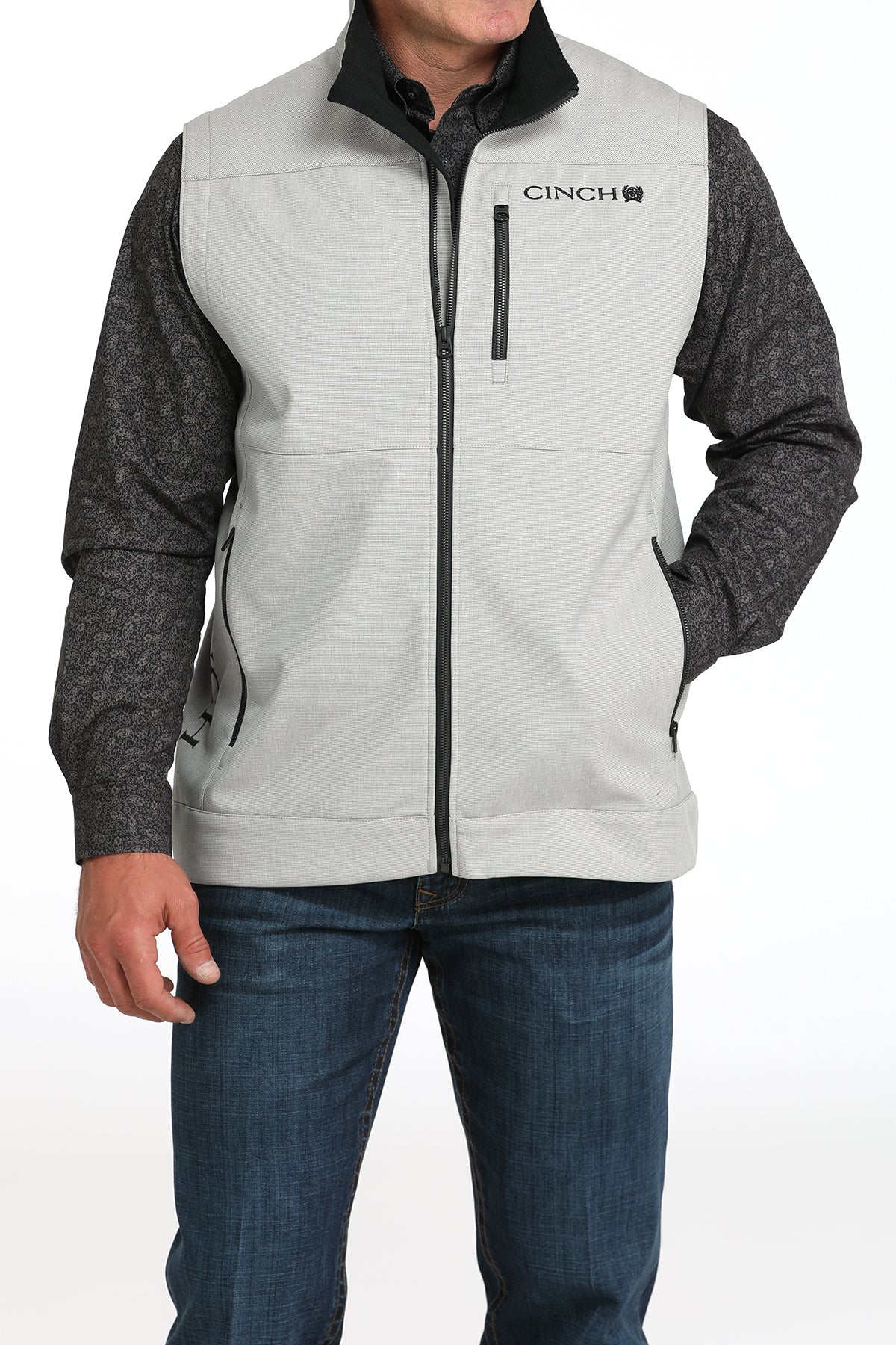 Cinch Men's Gray Bonded Vest with Storm Defense Technology