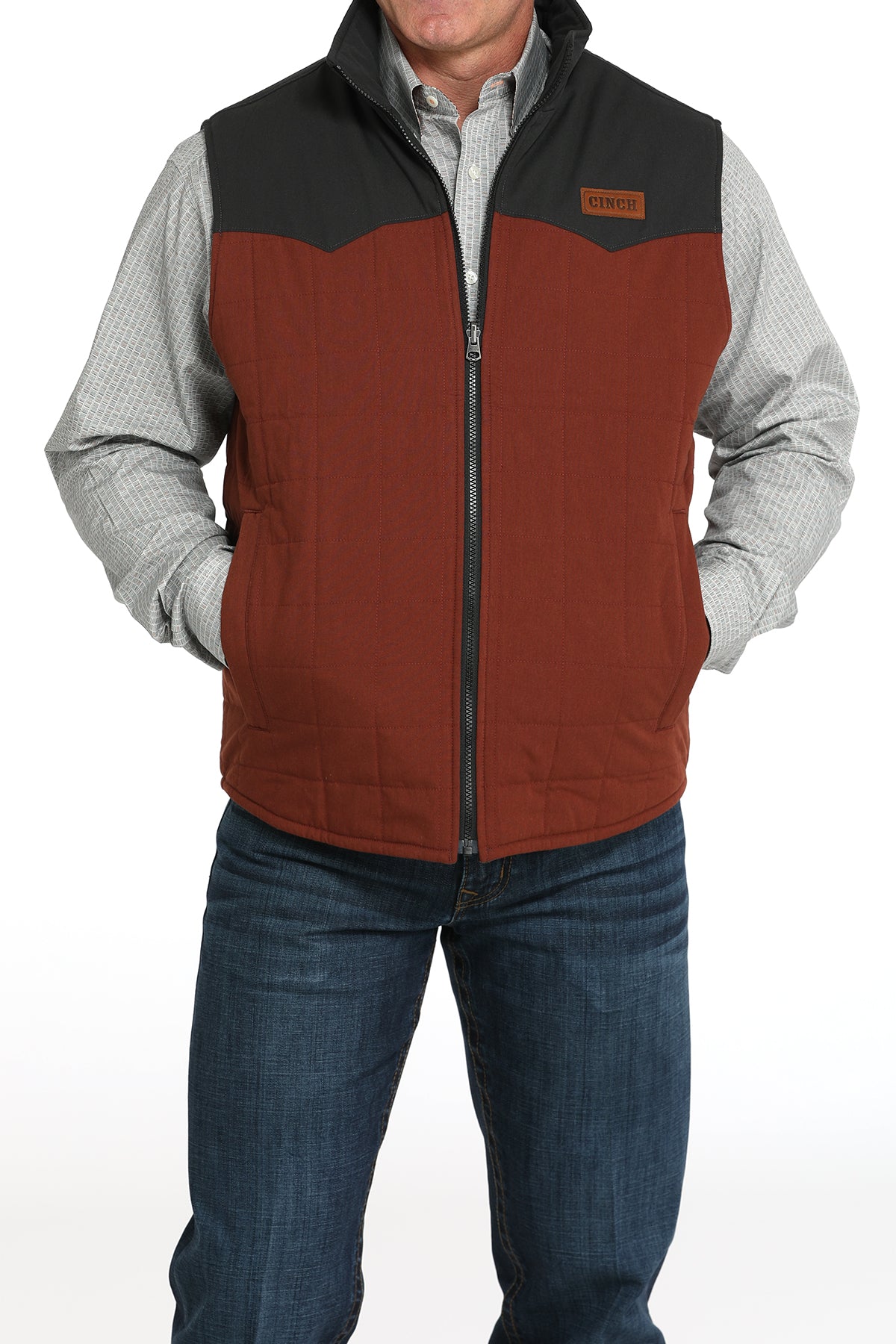 Cinch Men's Reversible Quilted Brown Vest
