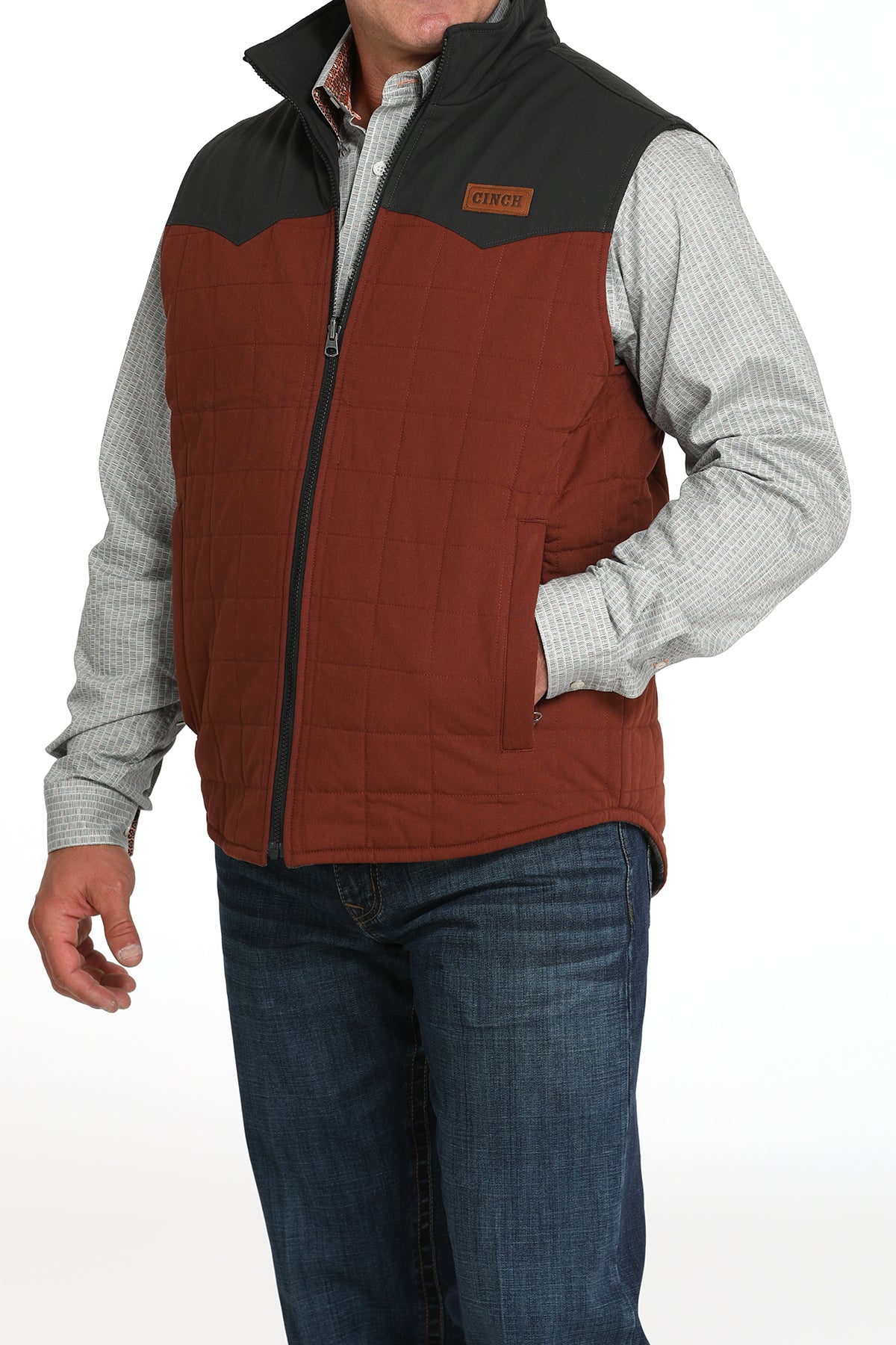 Cinch Men's Reversible Quilted Brown Vest