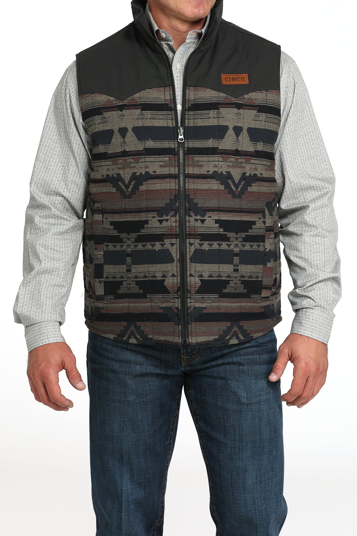 Cinch Men's Reversible Quilted Brown Vest