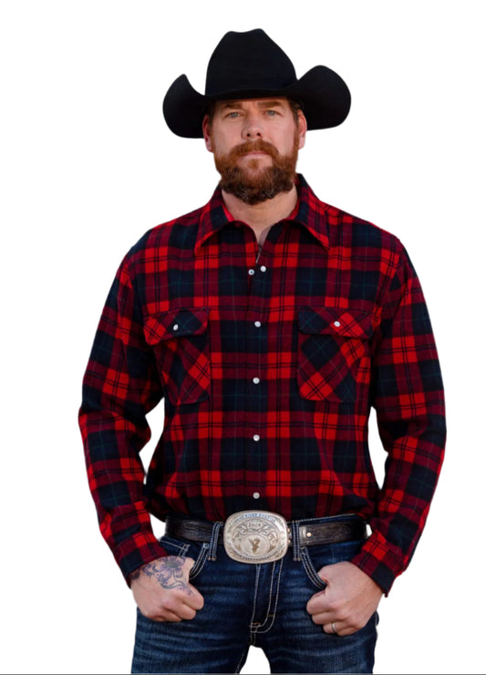 Wyoming Traders Men's Wool Shirt - Red & Black Plaid