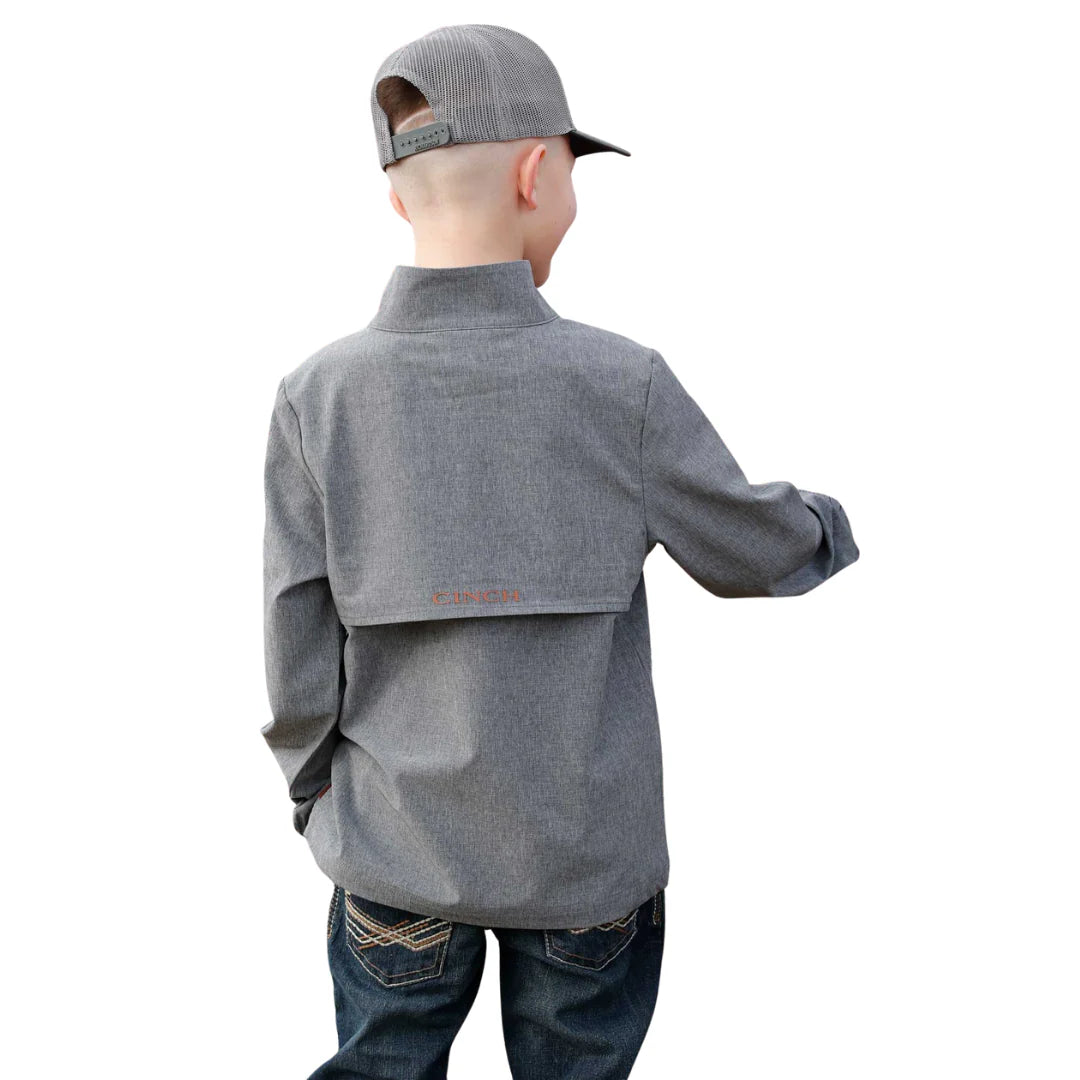 Cinch Youth Boy's Grey Half Zip Windbreaker Pullover