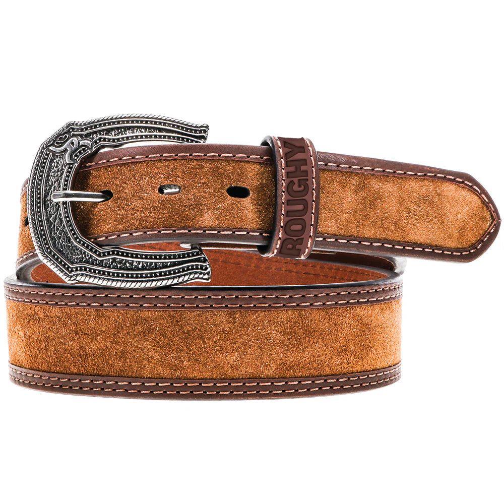 Hooey "Boseman" Tan Roughout Leather Roughy Belt with Brown Double Welt Edge