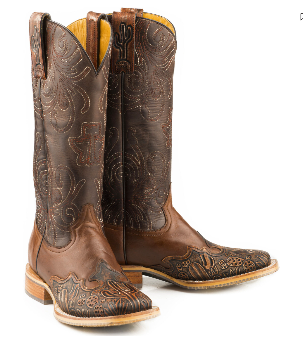 Tin Haul Women's Cactooled Square Toe Boots with Cactus Print on Sole