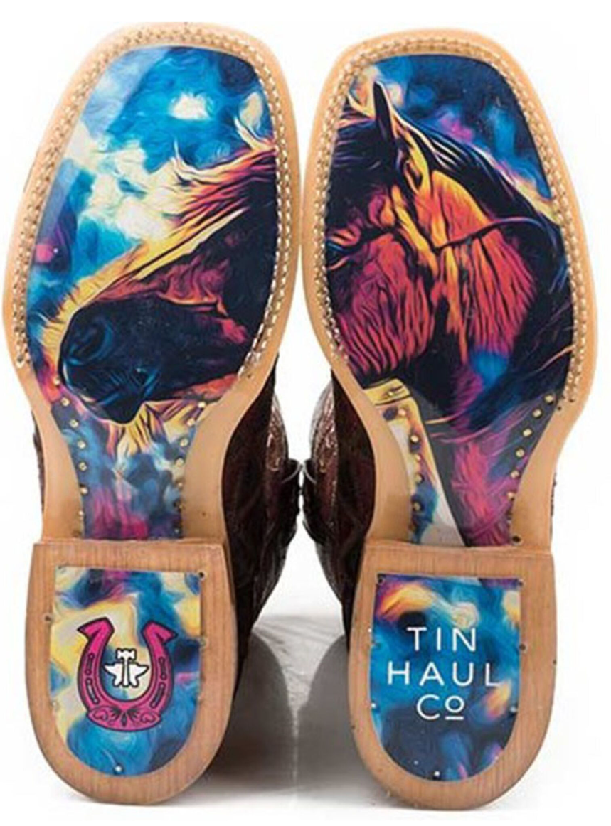 Tin Haul Women's Cute Angel Boots with Horse Print on Soles
