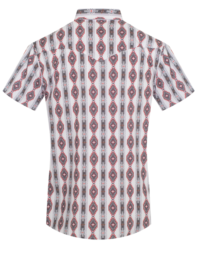 Rodeo Clothing Men's Short Sleeve Shirt - Western Pearl Snap Aztec Print