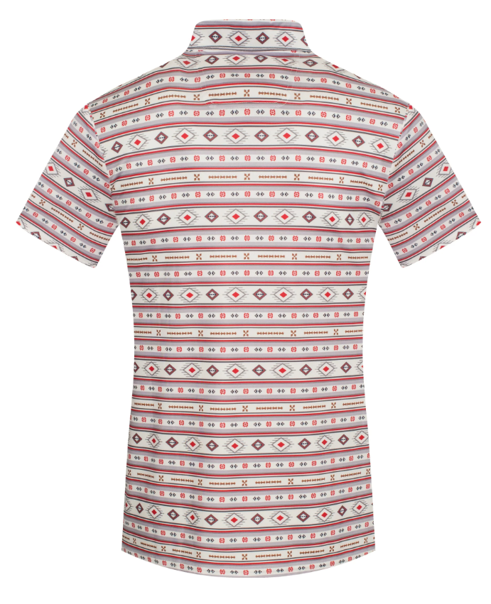 Rodeo Clothing Men's Short Sleeve Aztec Printed Polo Shirt