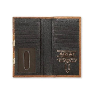 Ariat Men’s Rodeo Wallet – Leather with Calf Hair Chevron and Shield Concho