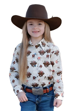 Cruel Girls Highlander Print Western Shirt - Cream