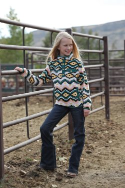 Cruel Girl Children's Aztec Print Polar Fleece Pullover - Forest Green