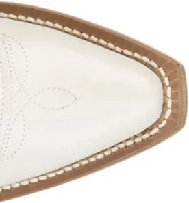 Justin Boots Women's May Vintage White Cowhide 15" Boot with Tan Inlay Design