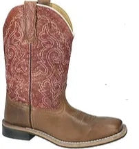 Smoky Mountain Women's Boots - Odessa Square Toe Brown Oil Distress Vintage Red