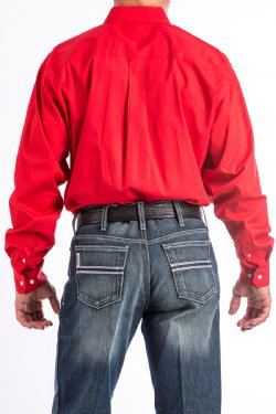 Cinch Men's Long Sleeve Solid Red Button-Down Western Shirt
