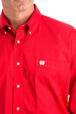 Cinch Men's Long Sleeve Solid Red Button-Down Western Shirt