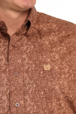 Cinch Men's Long Sleeve Paisley Print Button-Down Western Shirt - Brown