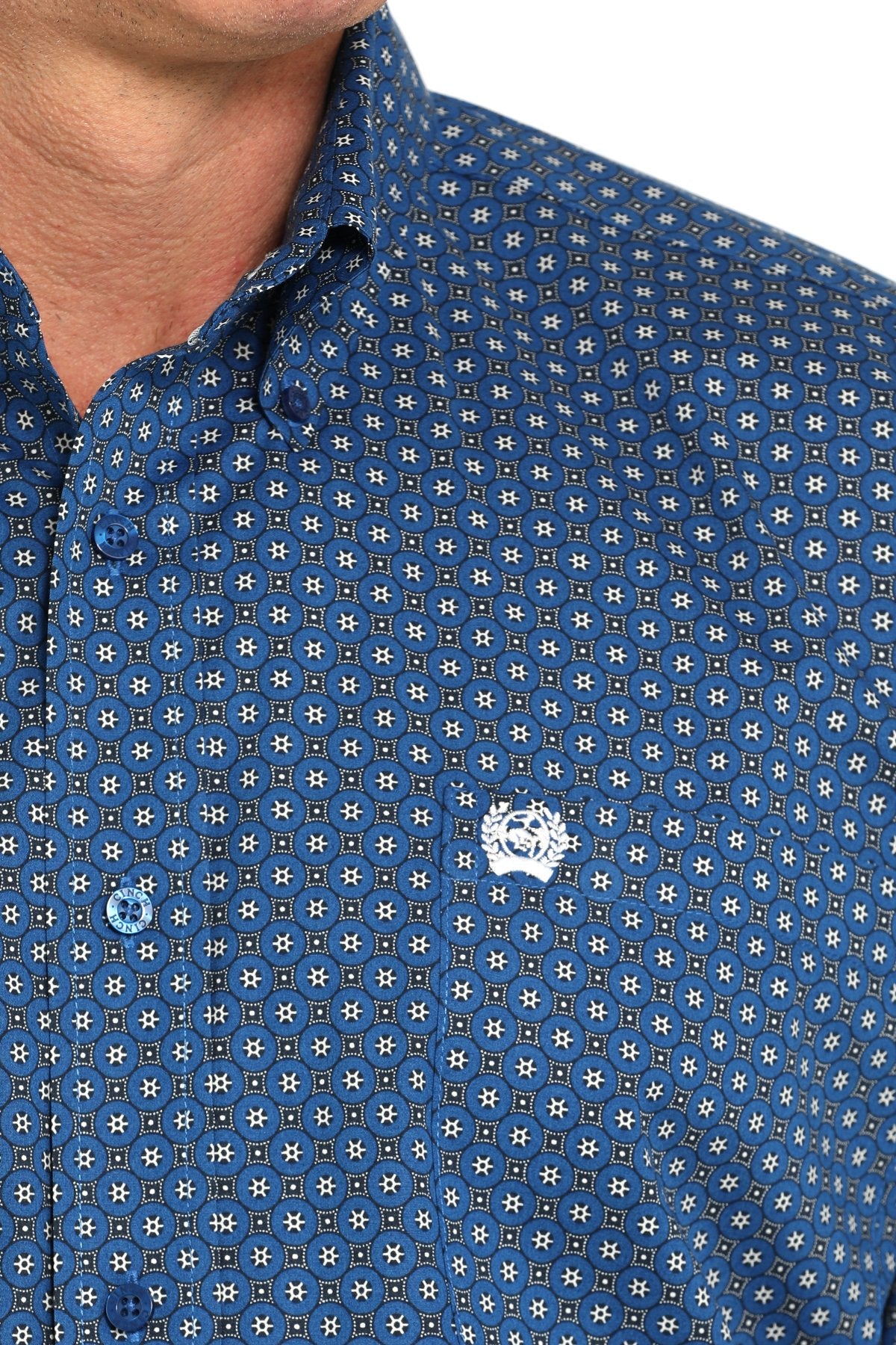 Cinch Men's Geometric Print Button-Down Western Shirt - Royal Blue