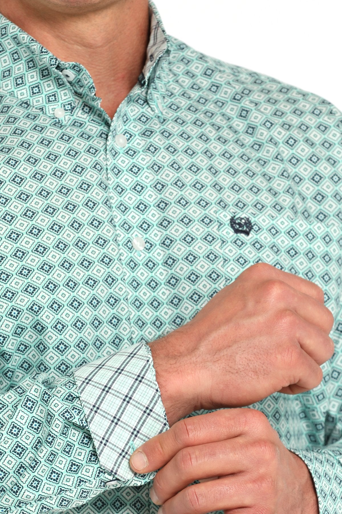 Cinch Men's Medallion Print Button-Down Western Shirt - Turquoise