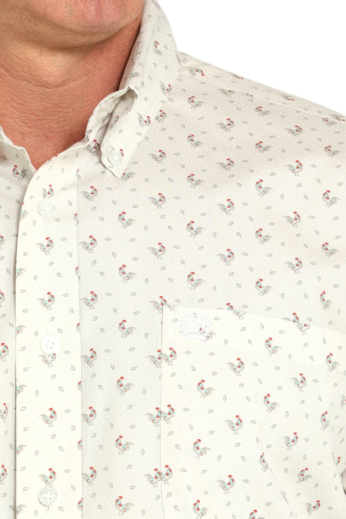 Cinch Men's Rooster Print Button-Down Western Shirt - Gray