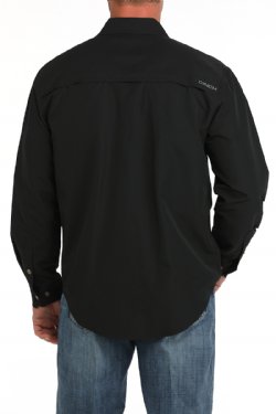 Cinch Men's Long Sleeve Ripstop Solid Button-Down Western Shirt - Black