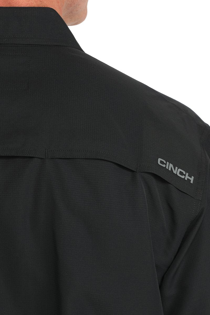 Cinch Men's Long Sleeve Ripstop Solid Button-Down Western Shirt - Black
