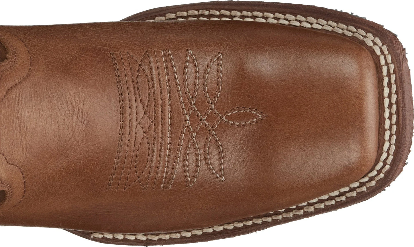 Nocona Women's Hero's Cowpoke Tan Square Toe Boots with Rainbow Stitching
