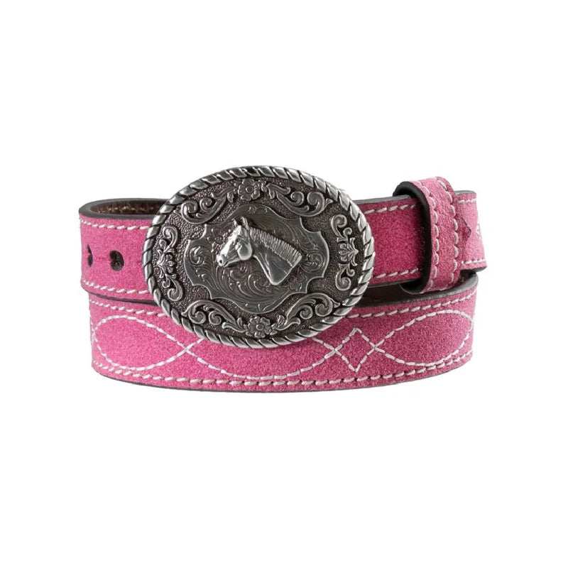 Nocona Girl’s 3/4 Boot Stitch Roughout Pink Belt