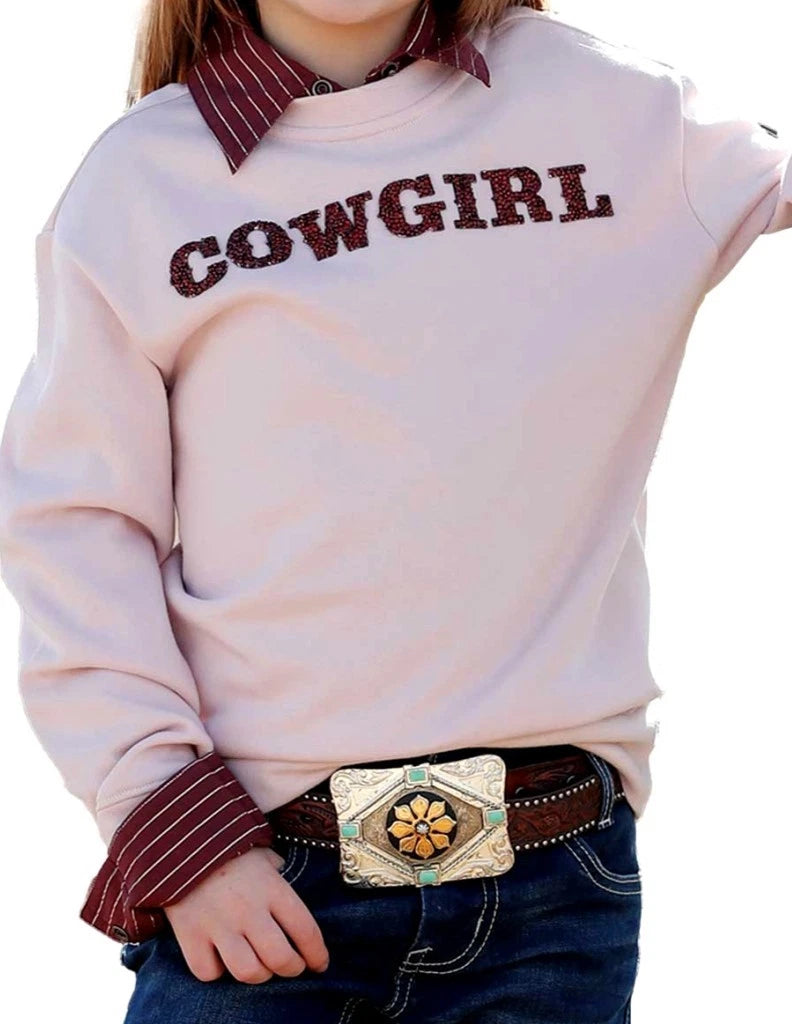 Cruel Girl Western Sweatshirt Girls Rhinestone Pink